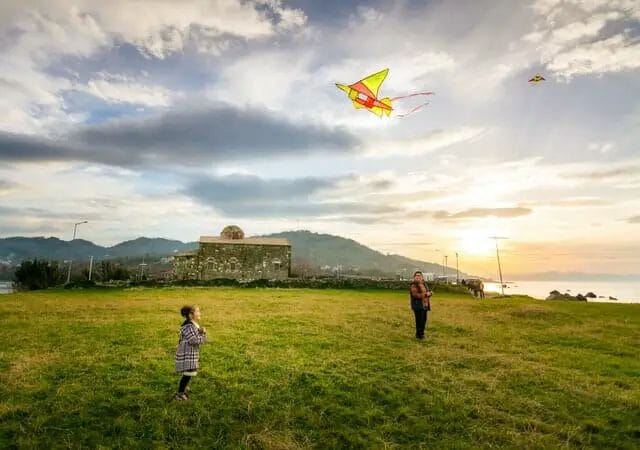 flying kite at beach