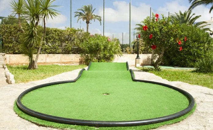 Mini golf field on the tropical beach